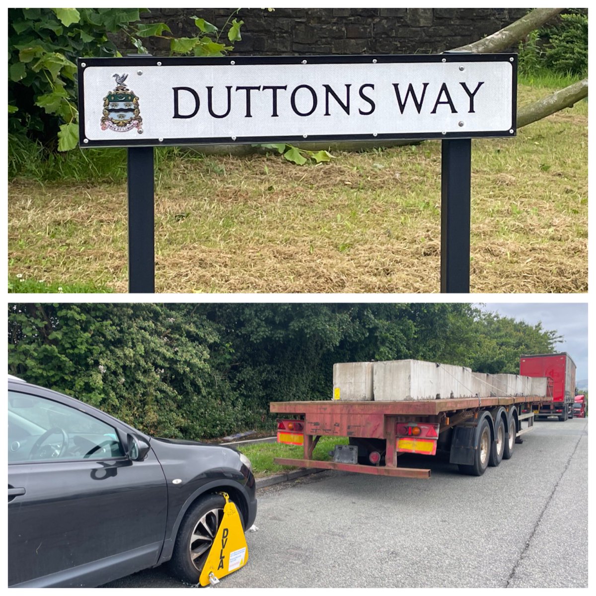 simonpre's tweet photo. Car clamped on Duttons Way Blackburn no tax! Next to abandoned trailer that’s been there weeks with no reg. etc. You couldn’t make it up. ⁦@BlackburnPolice⁩ ⁦@DVLAgovuk⁩ ⁦@LancsPolice⁩ https://t.co/bjiIIoDJFy