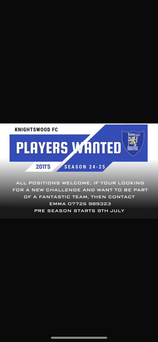 A big season ahead and we are looking to strengthen the squad! Anyone interested please contact the number in the ad 
Thanks.