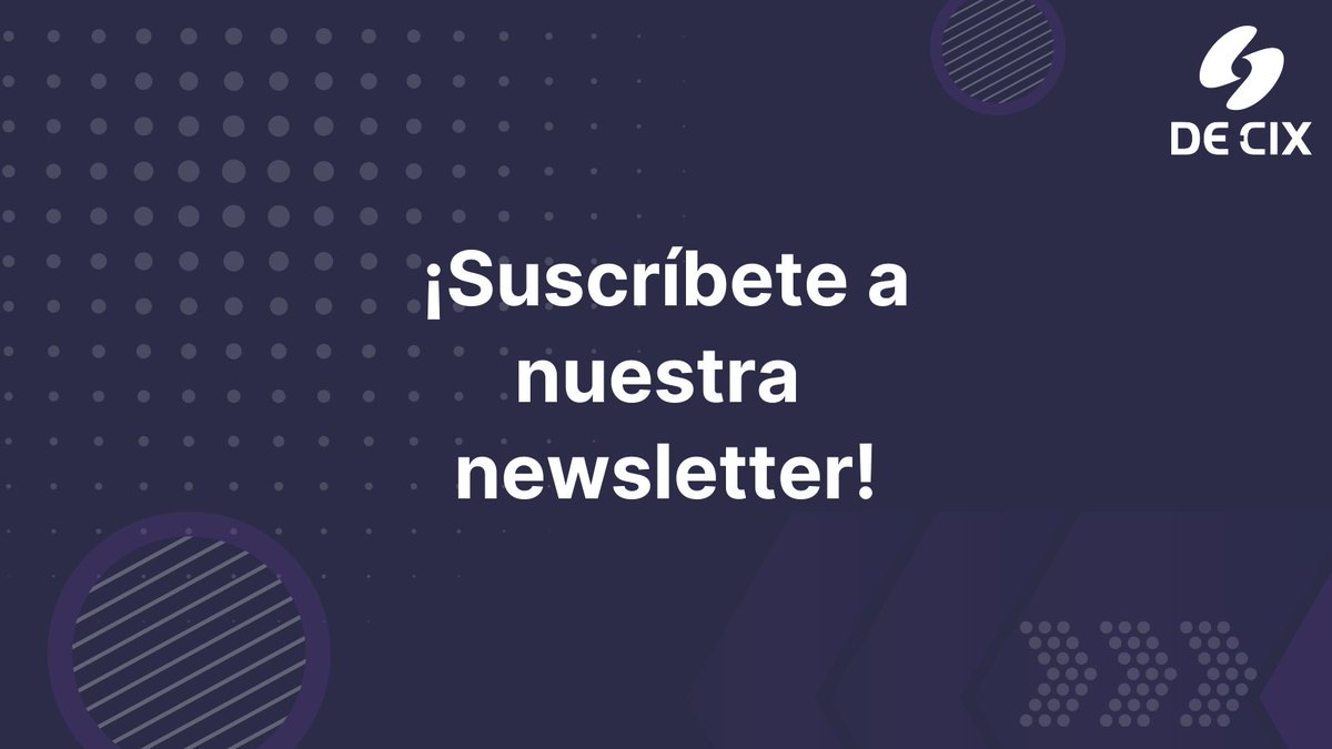 Suscríbete a nuestra #newsletter y recibe toda información sobre las últimas novedades de avances tecnológicos, #conectividad y mucho más. 🚀🙌  
¡No te lo pierdas y únete al mundo de la #interconexión! 🌐 

➡️ de-cix.net/en/about-de-ci…
