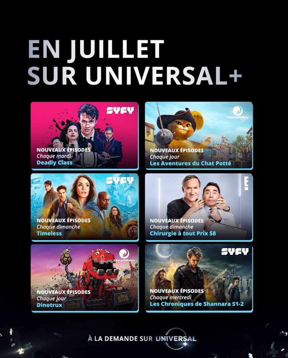 CineTrailersfr's tweet photo. Découvrez les sorties du mois de juillet 2024 sur Universal+, Paramount+ et Flimo
#Paramountplus #Universalplus #Flimo @universalplusfrance @paramountplusfr @filmotv https://t.co/7S2JV7CTT3