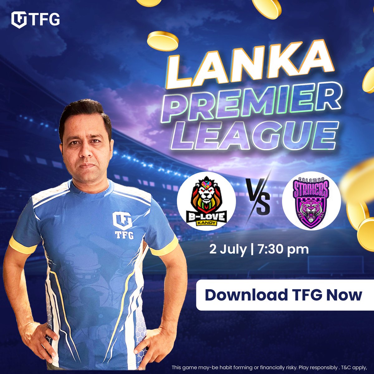 playtfg_in's tweet photo. LPL heats up tonight!  Download TFG, , to win Lakhs on today's Lanka Premier League match.  #LPL #TFG #FantasyCricket #WinBig https://t.co/KgCQnLVhyb