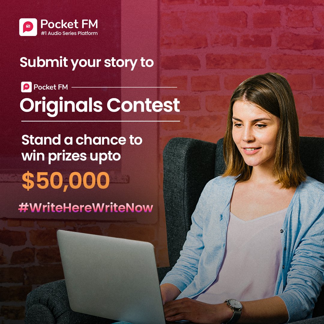 PocketFM_App's tweet image. Turn your imagination into reality! 🌟 Write the next audio sensation and win big. Submit your stories to Pocket FM Originals to earn up to $50k! 

#WriteHereWriteNow #PocketFM #AudioSeriesContest #Storytelling #Writers #Fiction #CreativeJourney #WinBig #JoinNow #audioseries