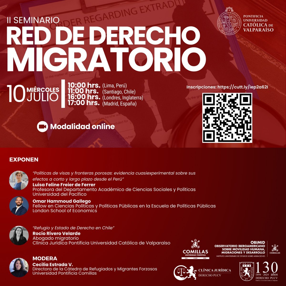 👉 ¡Apunta en tu agenda!

📢 II Seminario Red de Derecho Migratorio

📆 Miércoles 10 de julio a las 17hs
💻 Streaming

✍ Inscripciones: docs.google.com/forms/d/e/1FAI…

¡TE ESPERAMOS!

#derechomigratorio #migracionyrefugio #OBIMID #IUEM #seminario