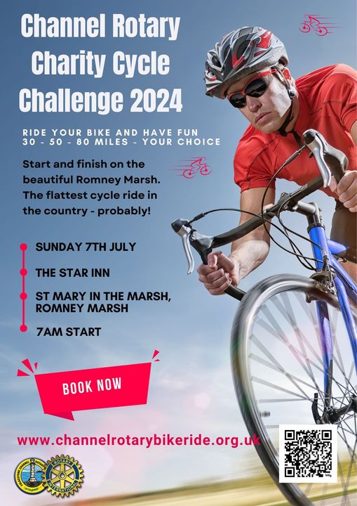 RotaryChannel's tweet photo. Just under a week to go until the Channel Charity Cycle Challenge. Book yourself, your team, your family your friends in for a fun day cycling around the Romney Marsh. All funds raised will go to South Kent Mind and other local charities.
Register on the day, from 7am https://t.co/do2xRtnaVY