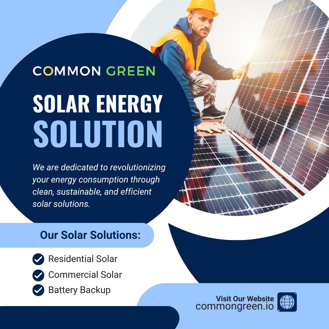 commongreen2023's tweet photo. Switch to our solar energy solutions and power your home sustainably. Enjoy significant savings on energy bills while reducing your carbon footprint. Go green with solar today!🔋🏡

#SolarEnergy #GreenEnergy #RenewableEnergy #CleanPower #SustainableLiving #EcoFriendly #GoGreen https://t.co/YYQw0P2lLw