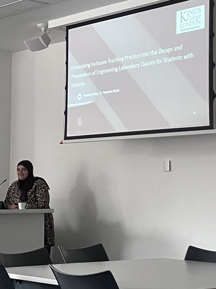 Naseem from <a href="/kcl_engineering/">KCL Engineering</a> presenting work done by her MSc student on the experience of dyslexic students in laboratories and their proposed solutions #PEE24