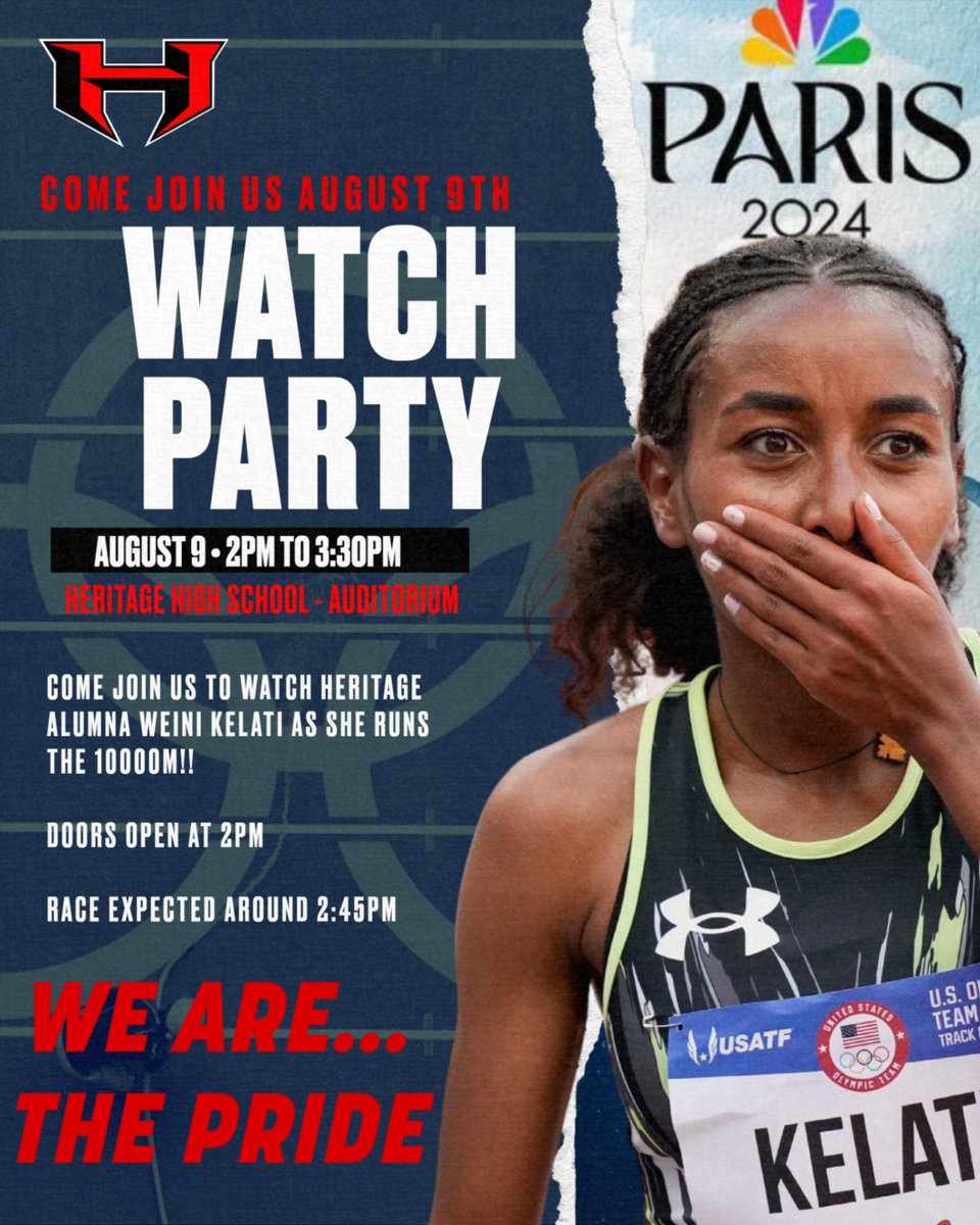 The Watch Party is On!!  Come join us Aug. 9 in the Auditorium as we cheer on Weini in her race.  Doors open 2pm, race is approx 2:45pm.  Wear your Red, White &amp; Blue!!