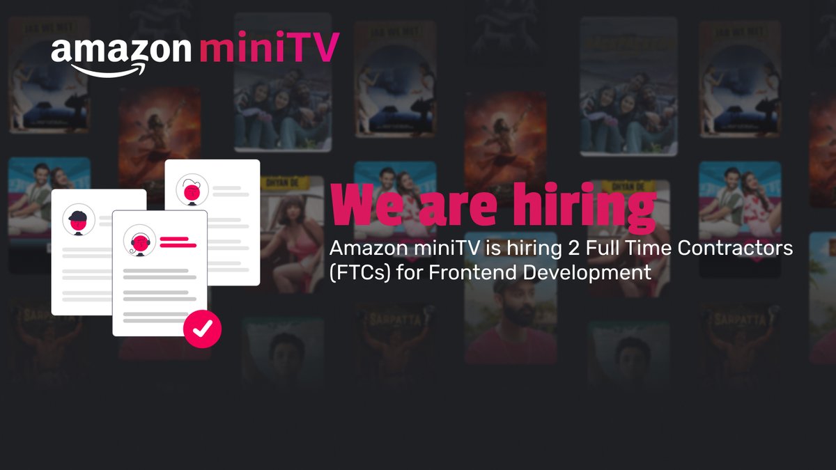 knowkalpesh's tweet photo. 🚨Referral Alert

@amazonminiTV is hiring 2 Frontend FTCs (Full-time contractors). To get referral, please fill out the form and submit your resume for screening.

https://t.co/rSnSSt2ZBH

⚠️ This is not an official form. This form is created to gather resumes for referral. https://t.co/QgGxLQVxVL