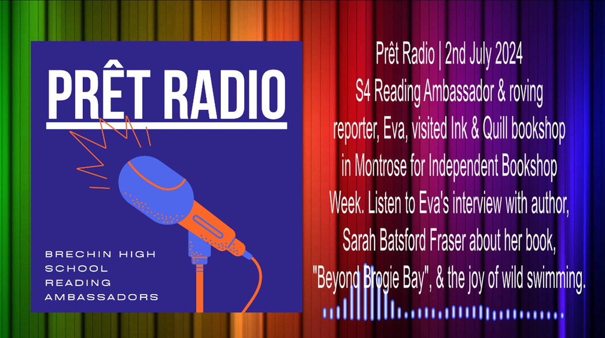 BrechinHighLib's tweet image. Prêt Radio: Independent Bookshop Week, June 2024 youtu.be/iZlUqKDmBaw?fe… via @YouTube
New episode of Prêt Radio has dropped! 🎤
Listen to Reading Ambassador, Eva's, interview with author, Sarah Batsford Fraser about her new book!
#PretRadio #ReadingAmbassadors #ProudToBeBrechin