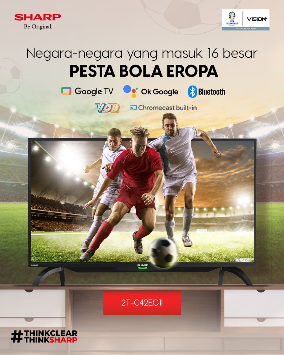sharpindonesia's tweet photo. Ini nih negara yang masuk 16 besar di Pesta Bola Eropa. Negara mana nih yang jadi jagoan #SahabatSharp? 

Oiya, jangan lupa nontonnya supaya makin seru dengan SHARP EG SERIES dan pakai vision plus, ya! 

#ThinkClearThinkSharp 
#PintarPakaiSharp https://t.co/KdjqzIkXrk