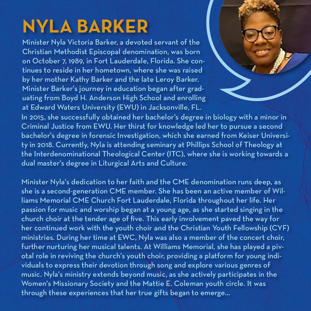 CYAM_CME's tweet photo. We would like to send a sincere thank you to Nyla Barker from the 5th Episcopal District, who provided a wonderful morning manna on yesterday. Stand by for today’s morning manna presentation. ☺️

#CYAM #CME #IAmCME #IAmCYAM #FREE #CYYAC24 https://t.co/DcexnmJQBW