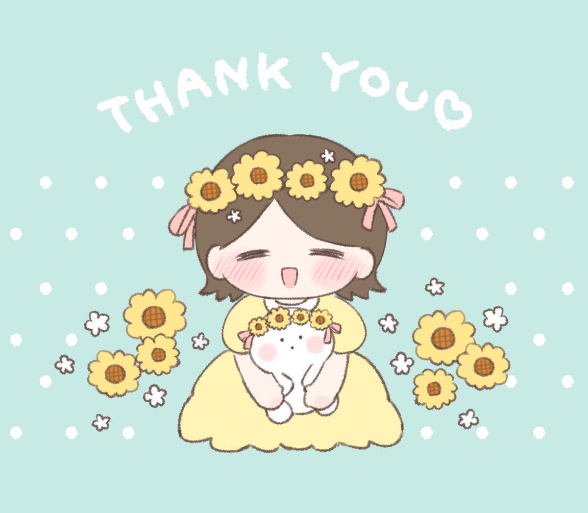 おさかなさんのご本の表紙を担当していたキキさん(@kiki_ssdrw )を、ほぼ何もしてないに等しいくらいちょこっとのお手伝いした結果めちゃくちゃ素敵なだらサラを頂いたので自慢させてください!!!!花かんむりお揃いなの可愛すぎる😭💕💕💕とても素敵な作品をありがとうございます!! 