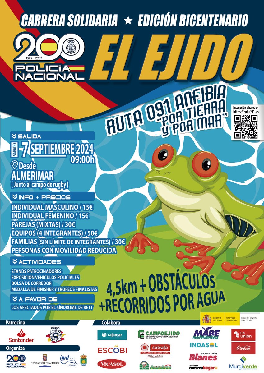 ¿Qué planes tienes para el próximo 07 de #septiembre?

Te esperamos en la #Ruta091 en #ElEjido (#Almería)

➡️4,5 kilómetros + obstáculos + recorrido por agua

Inscríbete➡️ruta091.es

<a href="/polimupol/">Mupol</a> 
<a href="/santander_es/">Santander España</a> 
<a href="/SantanderExp/">.</a>