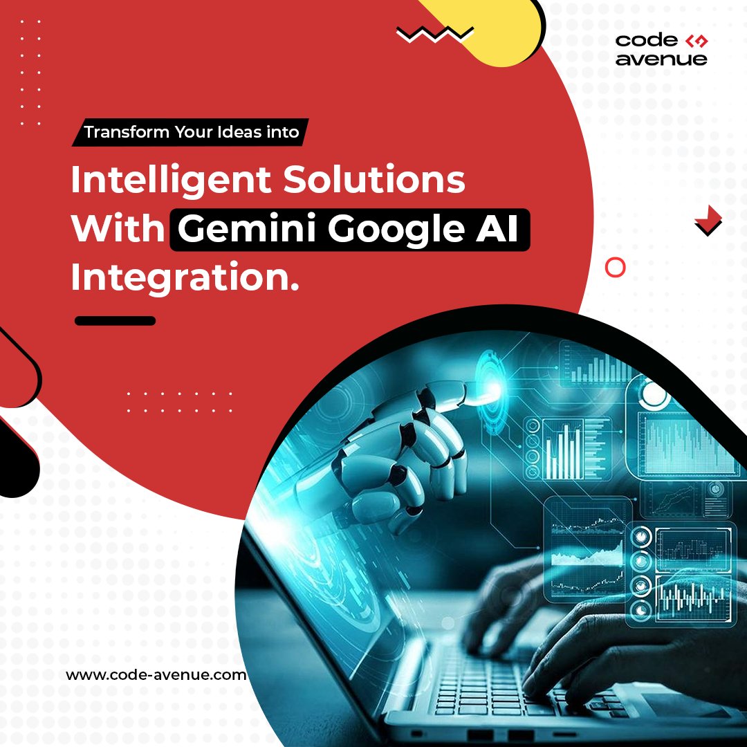 CodeAvenueLtd's tweet photo. Transform your ideas into intelligent solutions with Gemini Google AI integration.

#AIIntegration
#intelligentsolutions
#geminigoogle
#InnovationInTech
#codeavenue https://t.co/9uSBsZg3RE