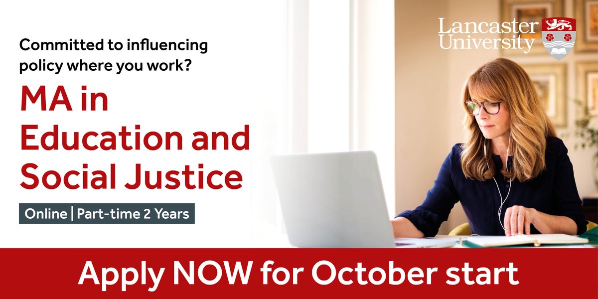 Centre for Social Justice in Education (@sjlancasteru) on Twitter photo 📆We still have some places on our fully #online MA Education and Social for Oct 2024 start!
🤩Come and join us <a href="/EdResLancaster/">Educational Research</a> and be part of a vibrant community of researchers &
practitioners! #teachertwitter #HigherEducation #SocialJustice
Apply👉t.ly/MS_sn 📆We still have some places on our fully #online MA Education and Social for Oct 2024 start!
🤩Come and join us <a href="/EdResLancaster/">Educational Research</a> and be part of a vibrant community of researchers &
practitioners! #teachertwitter #HigherEducation #SocialJustice
Apply👉t.ly/MS_sn