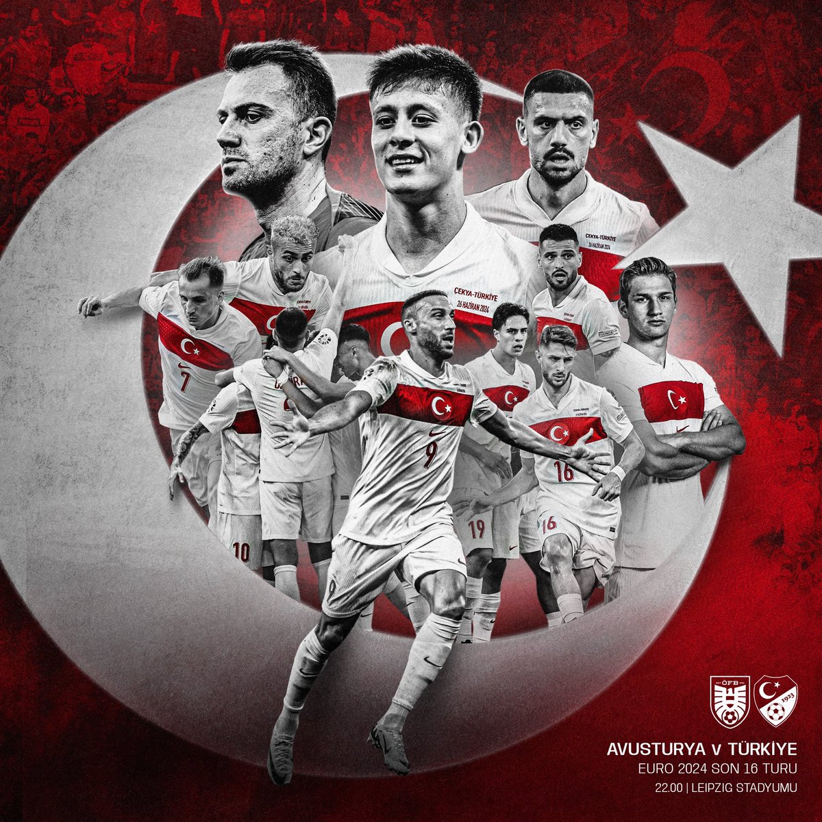 #EURO2024 Avrupa Futbol Şampiyonası çeyrek final yolunda Avusturya karşısında A Milli Takımımıza başarılar diliyoruz. 🇹🇷

Haydi <a href="/MilliTakimlar/">Türkiye #BizimÇocuklar 🇹🇷</a>, 85 milyon yürek yanınızda! 🇹🇷

#BizimÇocuklar