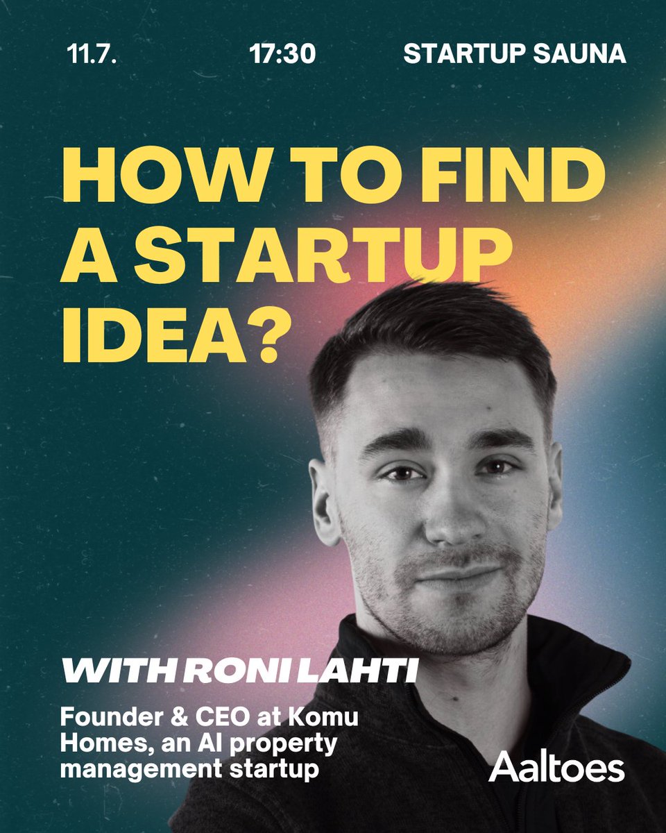 Struggling to Find a Startup Idea? 😰

Are you eager to start a startup but finding it hard to come up with an idea? You're not alone—this is one of the most common challenges aspiring founders face!

Join us for an insightful session with Roni Lahti, Co-Founder &amp; CEO of Komu