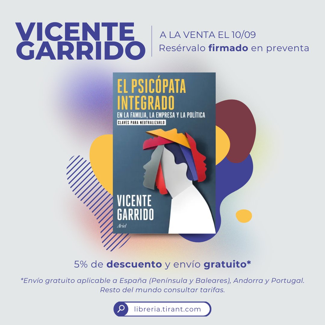 LibreriaTirant's tweet photo. La guía definitiva para detectar y defenderse de los psicópatas que nos rodean. 🧐

📙 @martyrium2014 lanza en septiembre El psicópata integrado en la familia, la empresa y la política: Claves para neutralizarlo. 🙅‍♀️

¡Resérvalo firmado en preventa! ✍️

https://t.co/aJ8f2wdKxN https://t.co/5PAGoTkhLS