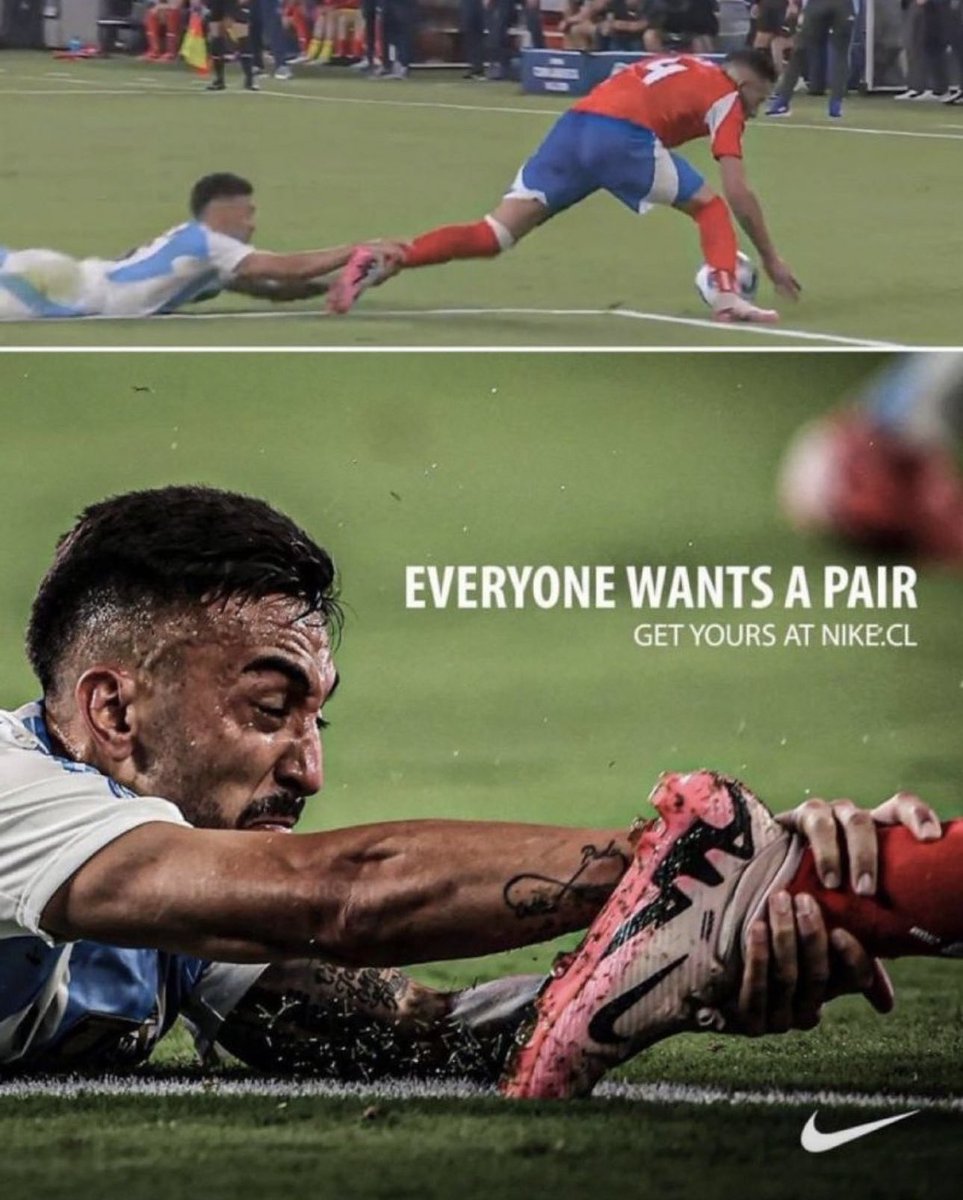 VibesFoot's tweet photo. Nike a transformé une action survenue lors du match Argentine - Chili en une superbe publicité ! 👏 https://t.co/cat0ecftRb