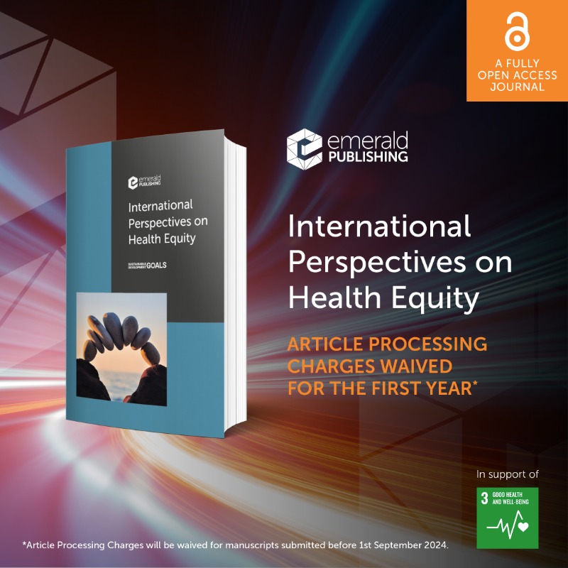 EmeraldHSC's tweet photo. 🌍 Help to solve global #health challenges by publishing in International Perspectives on Health Equity, our new OA Journal.

👉 Check out our latest Call for Papers on #HealthCitizenship here: https://t.co/CuEF7I3Q9M

APCs waived til 1st Sep.

#AcademicTwitter #AcWri #unsdgs