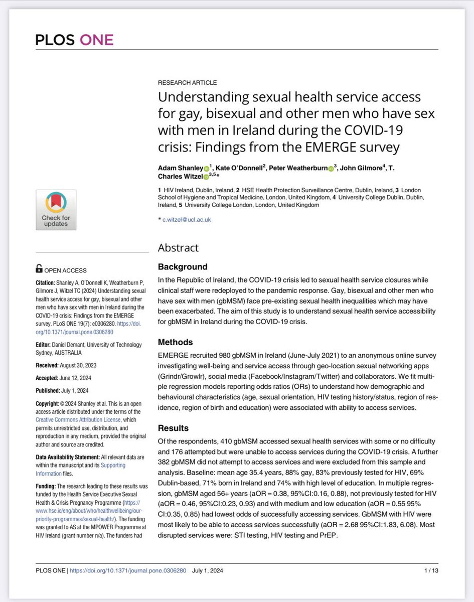 Adam Shanley (@adlers1) on Twitter photo My first first-author paper has just been published. 🥳✨
In this work we report the impact on sexual health service access for gbMSM during the pandemic.
A special thanks to <a href="/TC_Witzel/">Charlie Witzel</a> for his encouragement & support and all coauthors for their input.
journals.plos.org/plosone/articl… My first first-author paper has just been published. 🥳✨
In this work we report the impact on sexual health service access for gbMSM during the pandemic.
A special thanks to <a href="/TC_Witzel/">Charlie Witzel</a> for his encouragement & support and all coauthors for their input.
journals.plos.org/plosone/articl…