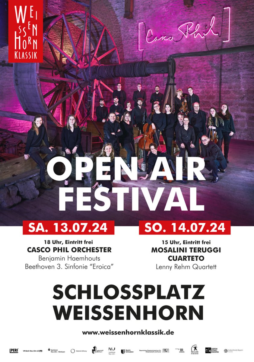 WEISSENHORN KLASSIK
OPEN AIR FESTIVAL 2024 FINDET BEI FREIEM EINTRITT STATT
Aktuelle Infos: weissenhornklassik.de