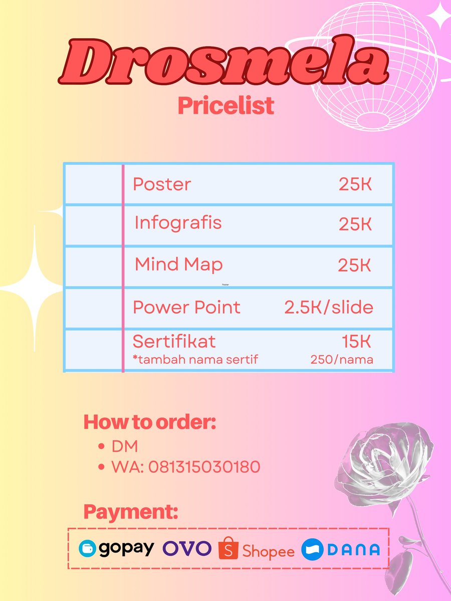 drosmela's tweet photo. hi guys! aku open jasa desain nih! langsung order aja yuk ke dm atau wa 

🌼 poster
💐 infografis
🌼 mindmap
💐 ppt
🌼 sertifikat

jasa ketik juga adaa, langsung dm aja!

#zonauang #jasadesain #jasaketik #jasatulis https://t.co/ZEvV6KFFd8