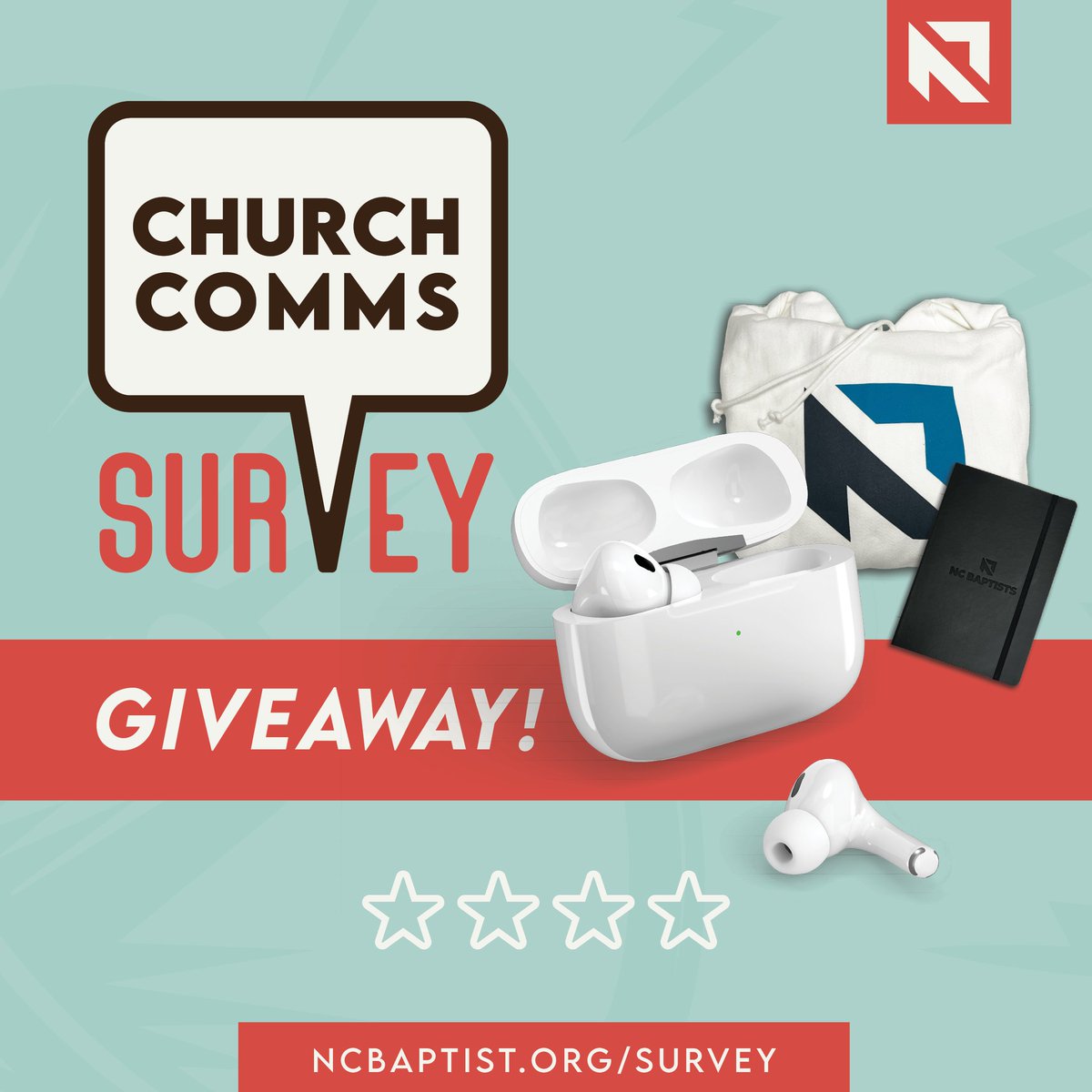 Take the survey! Enter to WIN! ✨

Complete the Church Comms Survey by July 31 for a chance to win a giveaway! We desire that all communication is clear, concise &amp; easily accessible to support a movement of churches #onmissiontogether. 

Take survey 👉 ncbaptist.org/survey