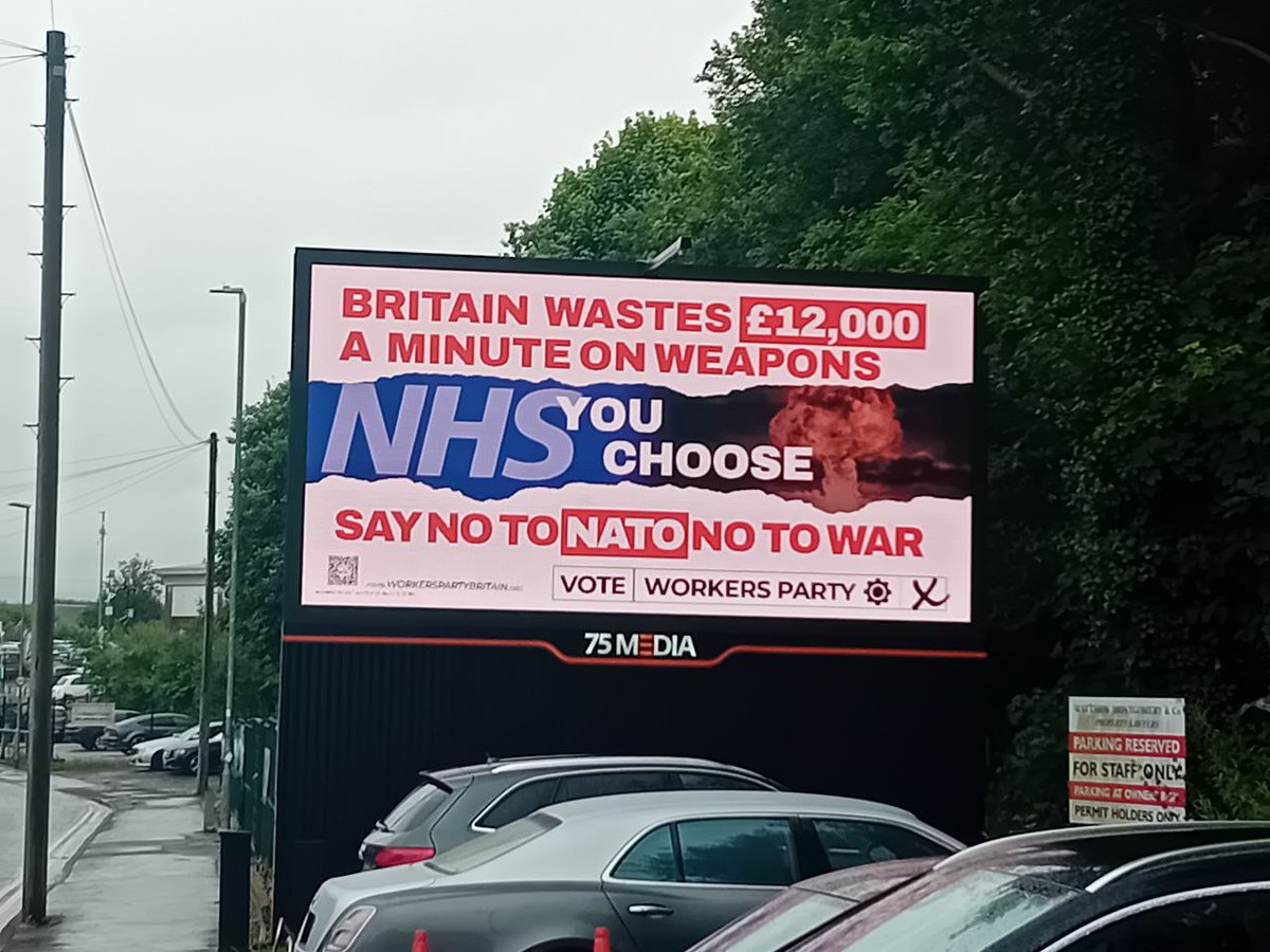 WorkersPartyGB's tweet photo. Billboards going up in London 141 Ealing Road, Wembley 159 Leytonstone Road, Liverpool: at Strand Road, Manchester at Chancellor Lane (A655) & 500 Chester Road (A5014), Westbound & Hulme Road to Etihad Stadium (A6010). Rochdale Water Street, Westbound & Eastbound, Blackburn: Whalley Banks (A674), Bradford 465 Rooley Lane (A6177), Newcastle Marconi Way (A1) and Watford, Bushey Station. More to come...