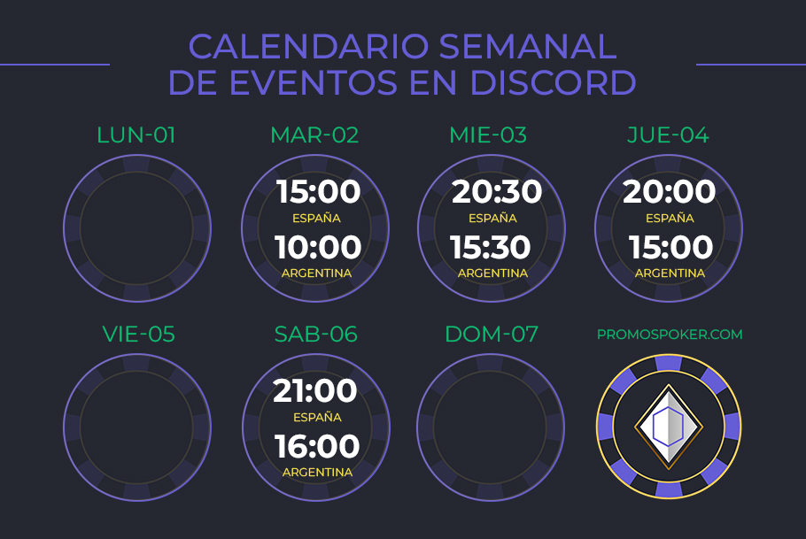 PromosPoker1's tweet photo. 👨‍🏫Eventos  / Clases de la semana en DISCORD 👨‍🏫

Martes: Sesión Live WPT.          
Miércoles: Revisión de Manos NL200-NL1K.      
Jueves: Live Session NL50 GG.                             
Sábado: Revisión de Manos. 

¡Únete totalmente GRATIS!  🚀🚀🚀

➡️https://t.co/xGGzYnZOpp https://t.co/3yrkExyy7C
