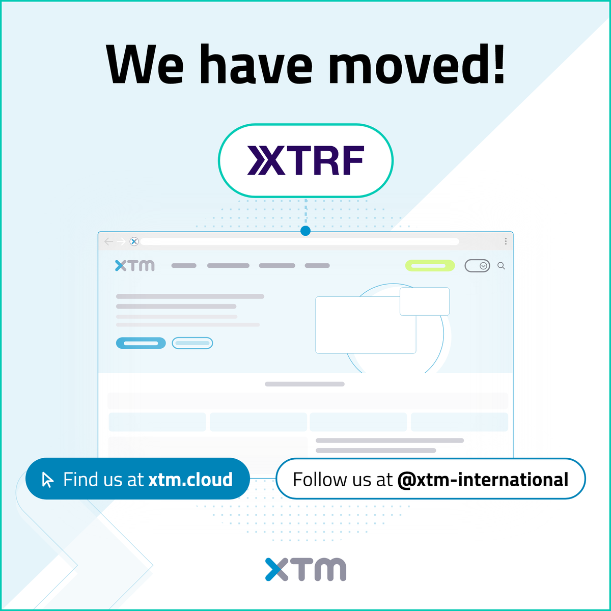 Reminder‼️ 

🖱️ This week, we're migrating XTRF's website (hubs.la/Q02F0g8K0) to XTM's (hubs.la/Q02F04z10).
This means that the existing XTRF site will now redirect to its corresponding page on the XTM site.

More info 👉hubs.la/Q02F07Wk0