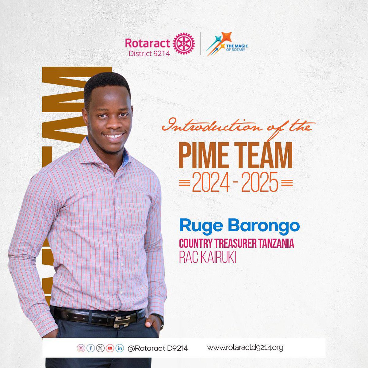 rottanzania's tweet photo. 🌟 Excited to introduce the PIME Tz team! This amazing group is full of passion and innovation, ready to make a real impact. Stay tuned for what's to come! 💼✨ #PIMETz #RotaractTz #District9214 https://t.co/hnUkhCDIgm