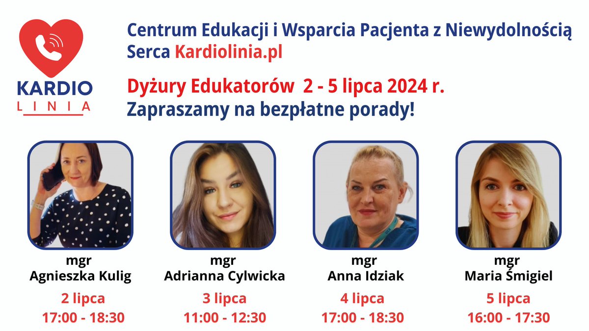 ANS_PTK's tweet photo. Zapraszamy Pacjentów oraz ich Bliskich do korzystania z bezpłatnych Porad Edukatorów - Pielęgniarek Niewydolności Serca na #Kardiolinia ❤️📞
https://t.co/iwnhUfbyE2
@PTKardio @nikardiologii @SieLeczy @EcoSerce @SercenaBanacha https://t.co/0aidUlUXQL