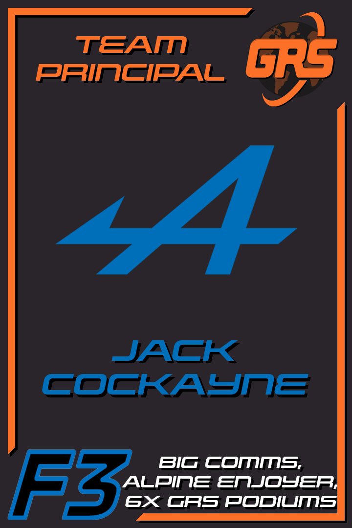 GRSLeague's tweet photo. Next up we have Jack Cockayne representing Alpine!

Jack has also taken up commentating, alongside none other than Charlie. Jack is passionate and solid on-track, as well as a good personality off it. We fully believe he'll make a great Team Principal.

#GRS #Season8 https://t.co/6YcGFWoc9b