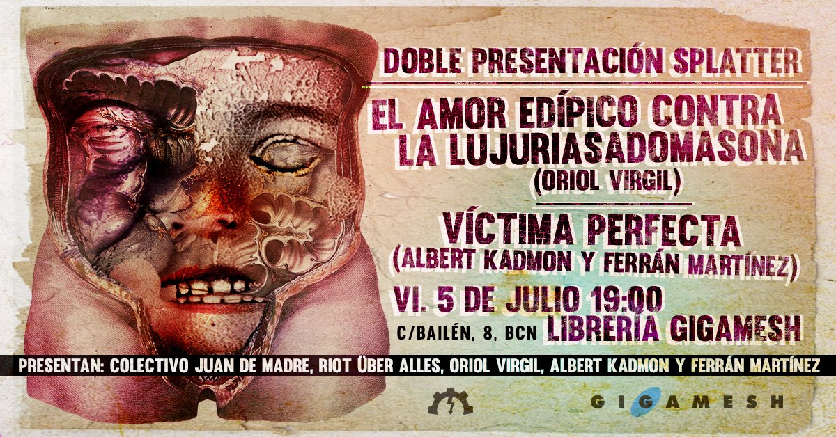 ✌🏻 Viernes 5 a las 19:00h 📖

📚 @PathosformelEd y @JuanPresenta nos presentan sus novedades 💀 "Víctima perfecta", de @kadmonidas y Ferrán Martínez 🐐 y "El amor edípico contra la lujuria sadomasona", de <a href="/OriolVigil/">OriolVigil</a> 

Ven (Bailén, 8) o síguenos 👇🏻 

youtube.com/live/AnLtI4Qrv…