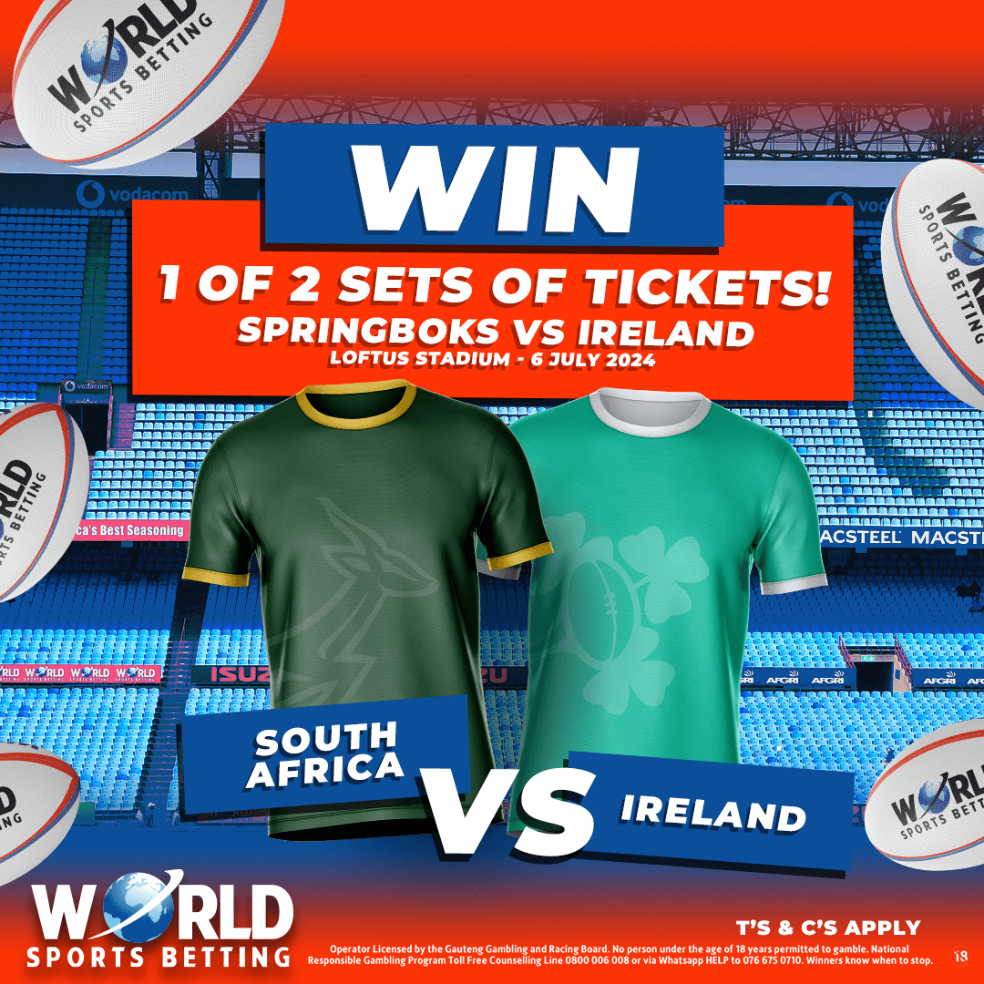 WorldSportsBet's tweet photo. 🎟️ Last-minute competition! Win one of two sets of tickets to see the Springboks vs. Ireland at Loftus this Saturday! 🏉🇿🇦🇮🇪

Note: These are main stand tickets and do not include transport.

To enter:

Share this post & TAG World Sports Betting

Comment with your favourite Springbok player

Enter now! 💥 

#RugbyTest #Springboks #Ireland #WinTickets #CompetitionTime