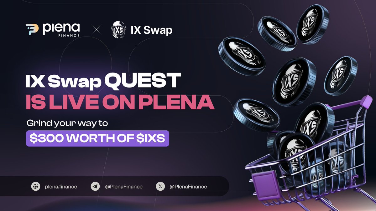 1/ Get ready, Plena Fam! 

<a href="/IxSwap/">Decrepit</a>, the Uniswap for Real-World Asset Tokens, is teaming up with us for an epic Quest! 🎉 

Win your share of $300 worth of $IXS tokens &amp; a bonus round of 1,000 $IXS 😲💰

Jump in here: plena.page.link/UdTB

Details 👇