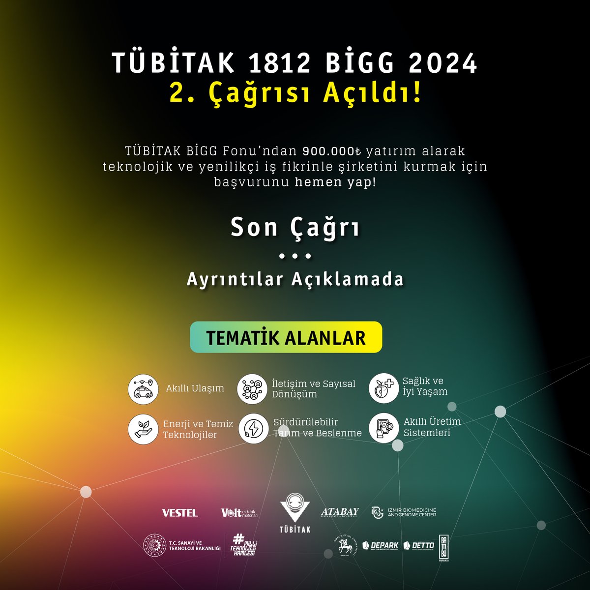 bambudepark's tweet photo. 🚀TÜBİTAK BİGG 1812 - Yatırım Tabanlı Girişimcilik Destek Programı başvuruları için SON ÇAĞRI!!
Başvuru formuna https://t.co/pMMrlzp09K üzerinden ulaşabilirsiniz.
#BambuKuluçkaMerkezi #DEPARK #TÜBİTAKBIGG #GirişimcilikDestek #YatırımFırsatı #Inovasyon https://t.co/pXFMdGSGBX