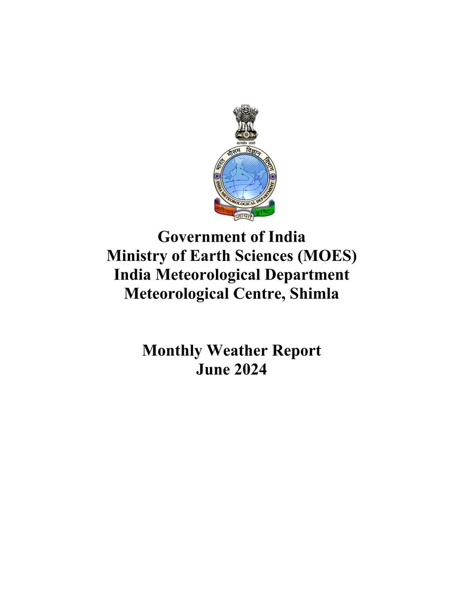 himachalmausam's tweet photo. June 2024 Monthly Weather Report
#ddmashimla #sdmashima #imdshimla #shimla #himachalpradesh https://t.co/BSY4BzxbxG