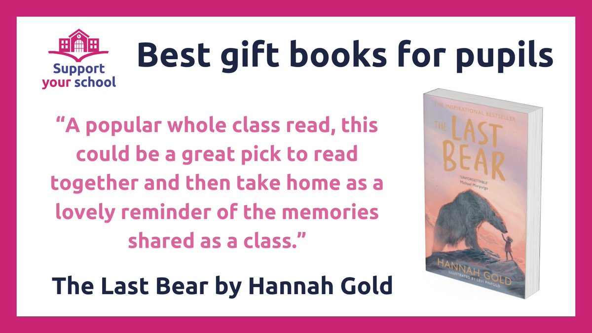 Supportyoursch's tweet image. Gift book pick: The Last Bear by @HGold_author 🐻❄️

Inspire your pupils to believe they are not too young to make a difference by gifting this compelling book to your class 📖

Discover more gift book suggestions for primary schools on our blog: supportyourschool.org.uk/blog/our-6-pic…