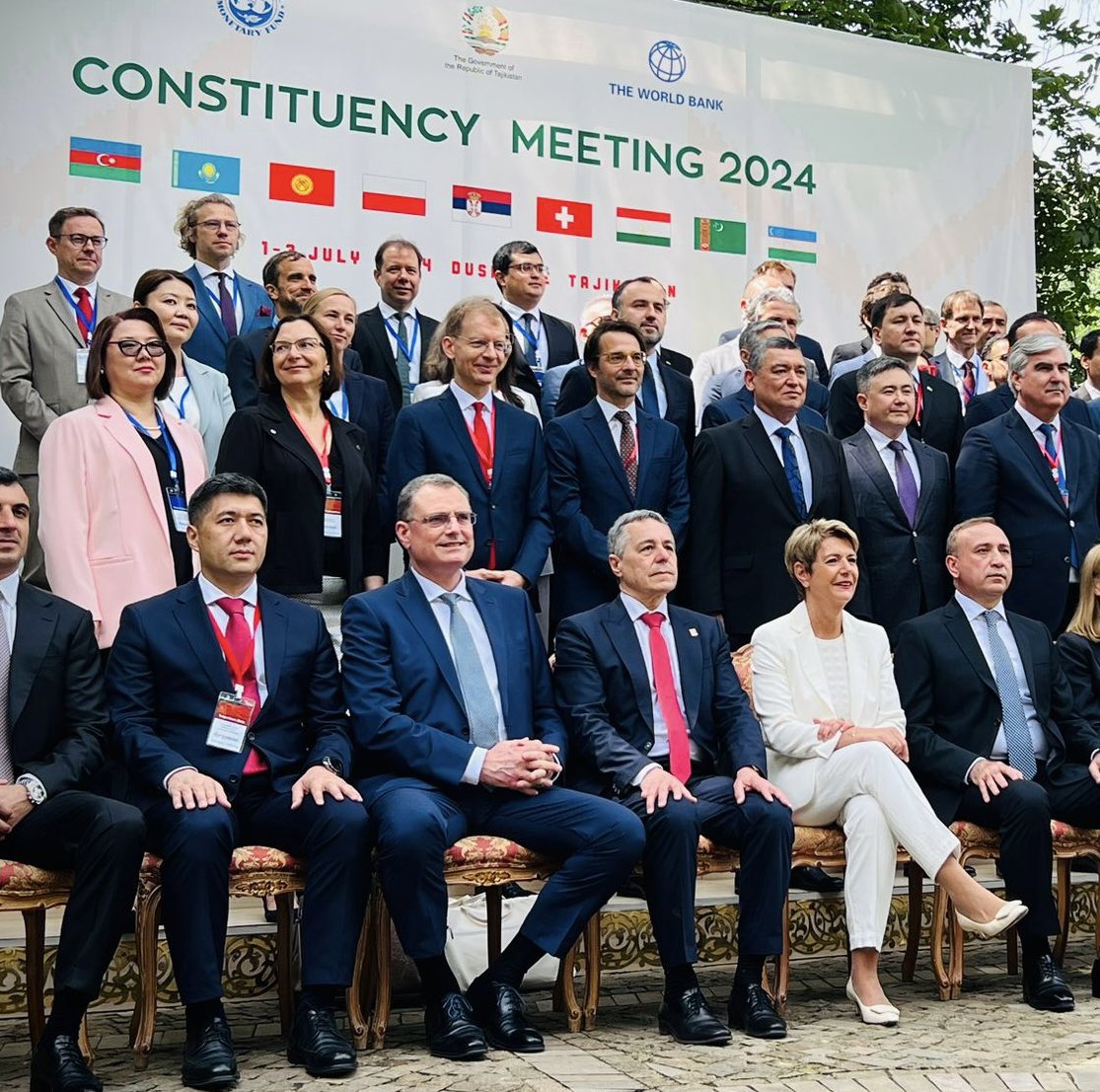 At this week’s meeting of our Constituency in #Dushanbe, we further strengthen our <a href="/WorldBank/">World Bank</a> and <a href="/IMFNews/">IMF</a>  partnership 🤝
Thank you to the 🇨🇭 Federal councillors <a href="/ignaziocassis/">Ignazio Cassis</a> and Karin Keller-Sutter, and to Thomas Jordan <a href="/SNB_BNS/">Swiss National Bank</a>, for being so committed to this great group 🙏