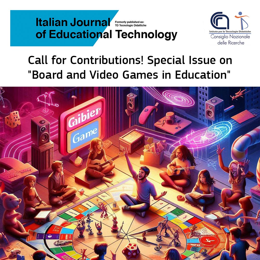 IJETtweet's tweet photo. 📢 Call for Contributions! Special Issue on "Board and Video Games in Education"🎲🎮
For information : https://t.co/aGo0gABgiZ 
#gamebasedlearning #educationalgames #edtechresearch #DigitalLearning #boardgamesineducation #videogamesineducation #edutainment #EducationalTechnology https://t.co/QrgFogMcA2