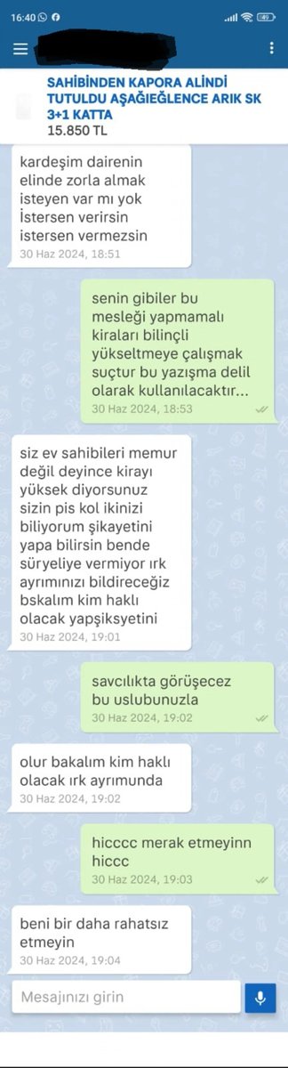 bosunatiklama's tweet photo. Ankara'da bir ev sahibi, evi için fahiş fiyat teklif eden emlakçıyı ifşa edip şikayette bulundu. https://t.co/DAhmcwj1EJ