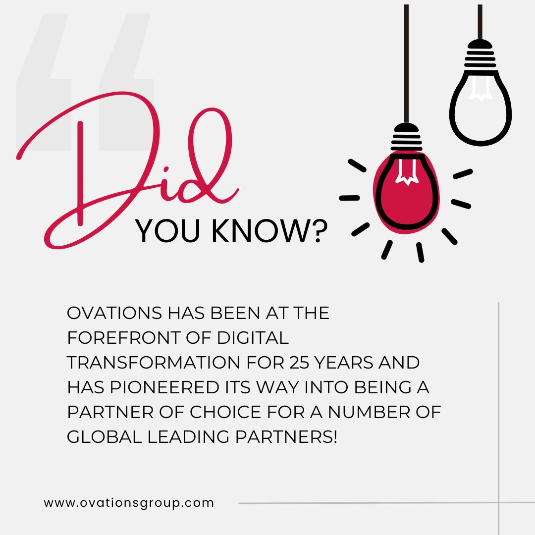 Our clients are the heart of everything we do. 
Over the years we have partnered with global industry leaders to bring our clients award-winning tailored solutions! 

lnkd.in/ds7yXtBD

#OvationsSolutions #PartnerofChoice #DigitalTransformation