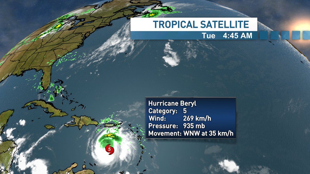 tsimpkin's tweet image. Watching Beryl. A major hurricane CAT5 in the Caribbean. Jamaica is under the gun with the potential of heavy flooding tomorrow. Beryl is expected to move into the Yucatan Peninsula by the end of the week.