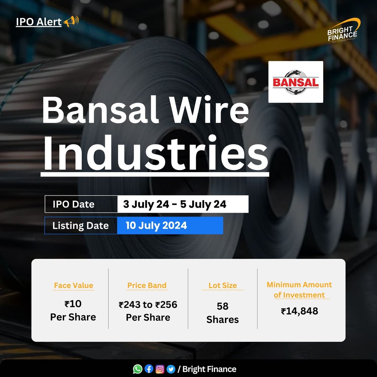 FinanceBright's tweet photo. #IPOAlert

1) Emcure Pharmaceuticals
2) Bansal Wire Industries

#EmcurePharmaceuticals #EmcurePharmaceuticalsIPO #Pharma #BansalWireIndustries #Wire #Bansal #IPO #Investment #Opportunity https://t.co/VrRRHqG0G1