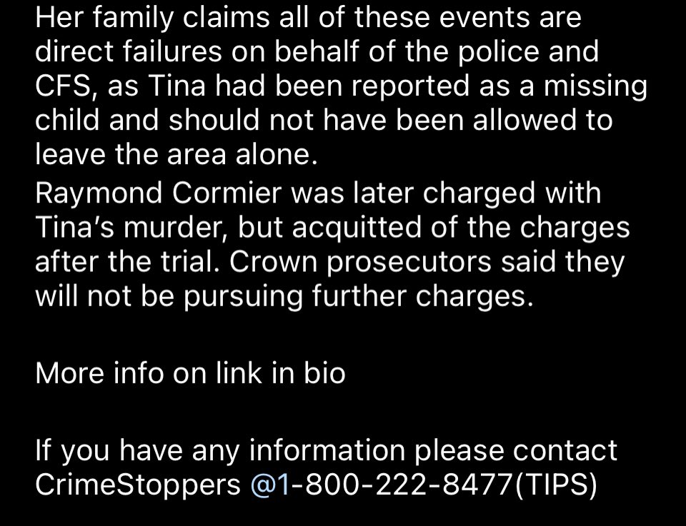 native_missing's tweet image. Tina Fontaine
Age 15
Tina was last seen in DT Winnipeg, Man on Aug 8-9, 2014. On the 17th, her body was found in the Red River
If you have any info contact CrimeStoppers @1-800-222-8477
#mmiw #mmiwg #metoo #indigenous #crime #crimestoppers #missing #murder #femicide #women