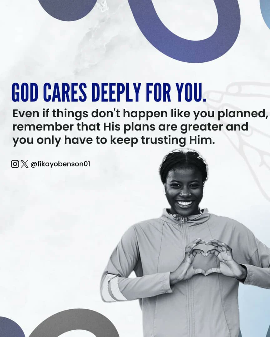fikayobenson01's tweet photo. Life's challenges can be overwhelming, but remember, God cares deeply for you. Instead of worrying, give your best and trust that God will do the rest. Put your faith in Him through it all, knowing that His plans are far greater than anything you can imagine.
#TrustingGodAlways #FaithThroughTheStorms #GodsGreaterPlans #CaredForDeeply