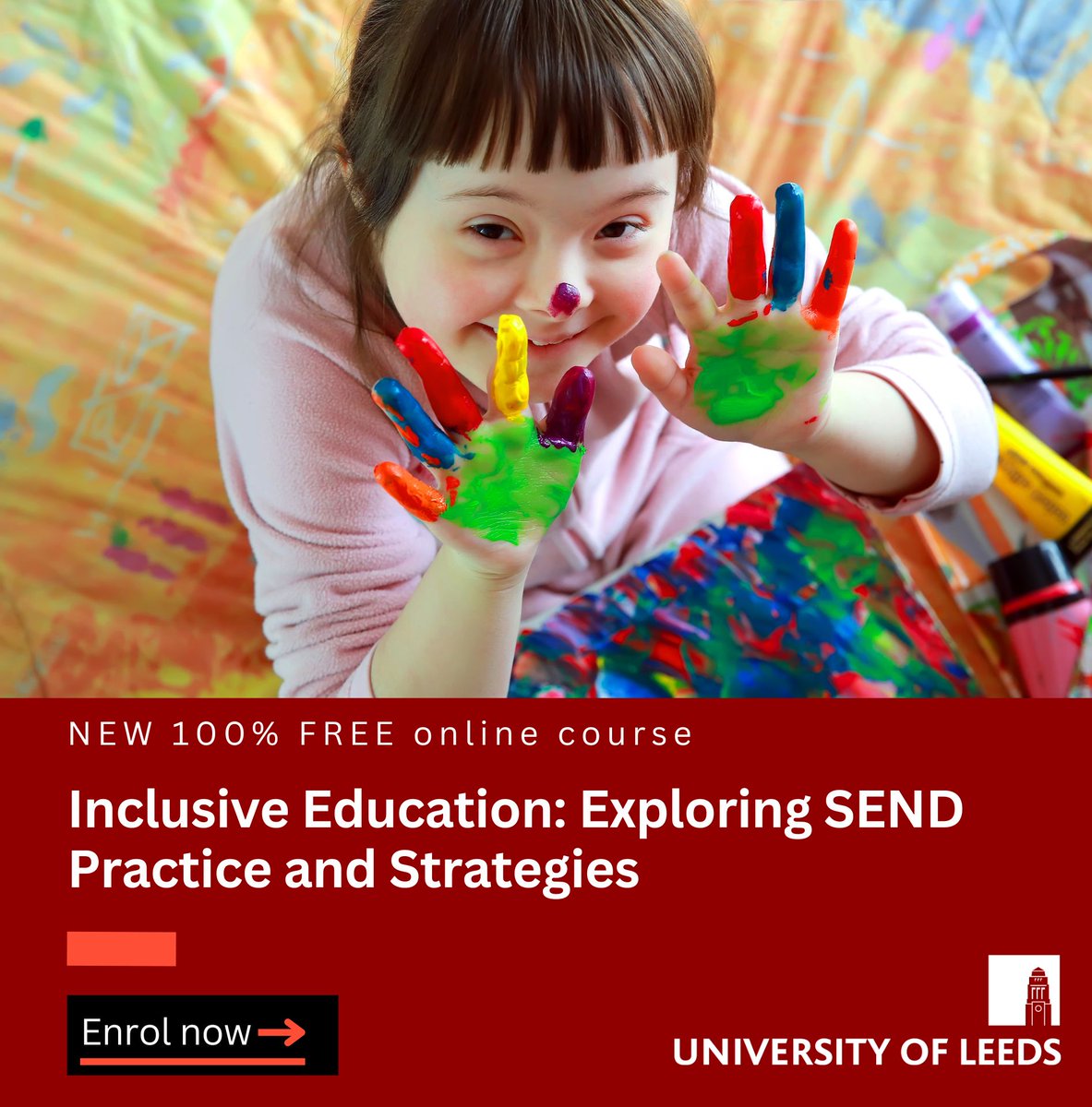 uoldigital's tweet photo. 🌟 Dive into inclusive education with our NEW 100% FREE online course!
Explore #SEND strategies and foster inclusive classrooms with experts from @UniversityLeeds @LeedsUniLLC. 
📅 Starts July 8th 
💼 Perfect for educators &amp; caregivers 
🔗 Enrol now: https://t.co/kbkcPIJOZ3 https://t.co/i6uV9BwBec