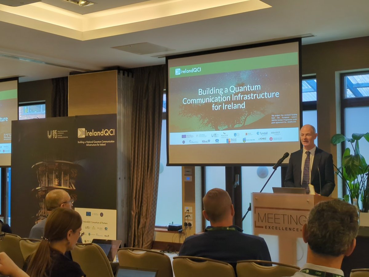 connect_ie's tweet photo. Minister Ossian Smyth speaking at the 'QCI Ireland' event this morning organised by @IrelandQCI on the importance of #collaboration, #Education and quantum technology. #Quantum #networks https://t.co/haCHbKoxBX
